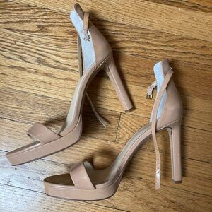 Vince Camuto Nude Heels - Size 10 - Wedding Formal Tan High Heels With Strap
